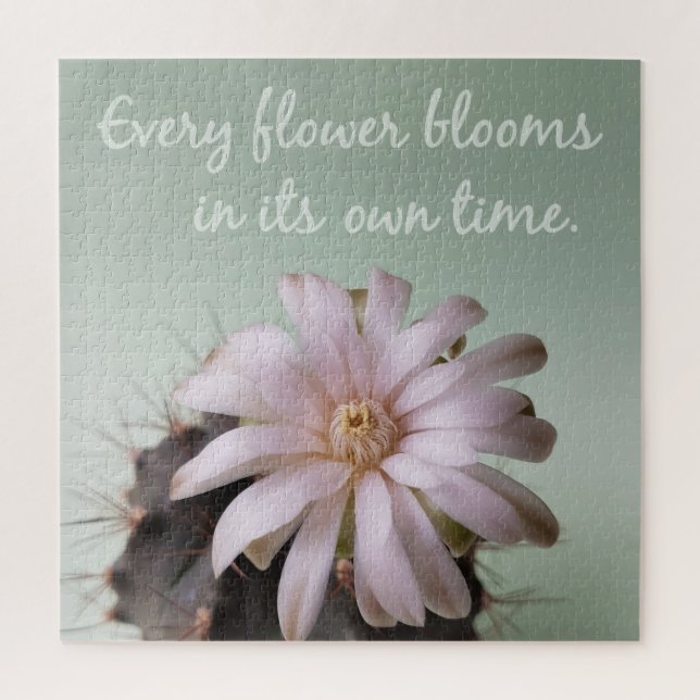 Positive Saying with Cactus Flower in Bloom Jigsaw Puzzle (Vertical)