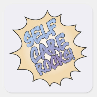 positive self care rocks message square sticker