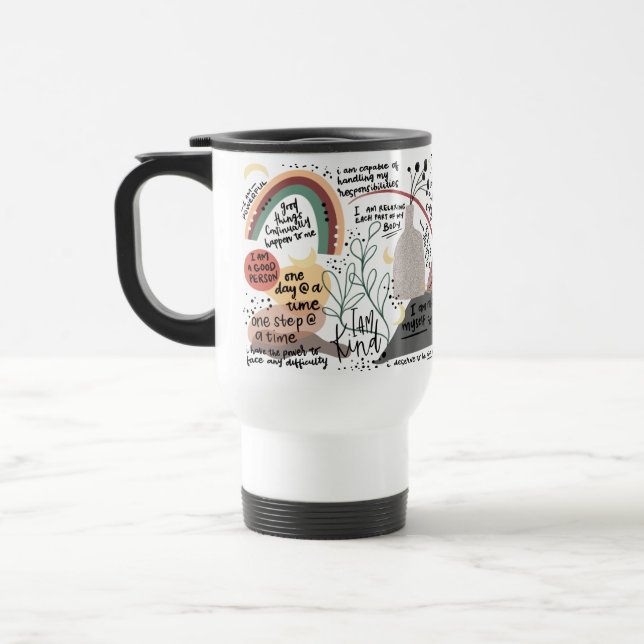 Positive Self Love Affirmations Graphics Travel Mug (Left)
