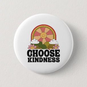 Positive Sun Peace Hippie Retro Choose Kindness Ea Button