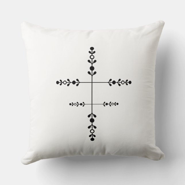 Positive Sunshine Art – Bright Happy Sun and Flowe Throw Pillow (Back)