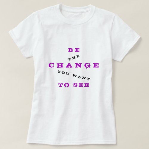 Positive T_Shirt Text _ Be Change You Want To See