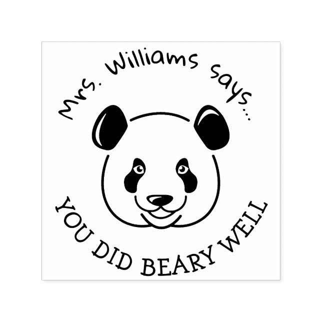 Positive Teacher Praise Panda Pun Pre Inked Stamp (Design)