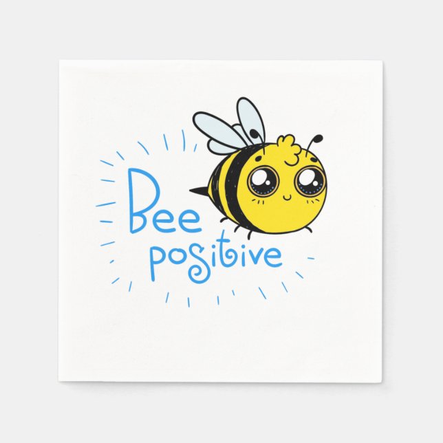Positive Thinking Bee Positive Cute Bee Napkins (Front)