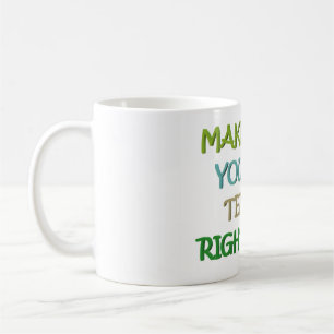Positive thinking logo message colors green coffee mug