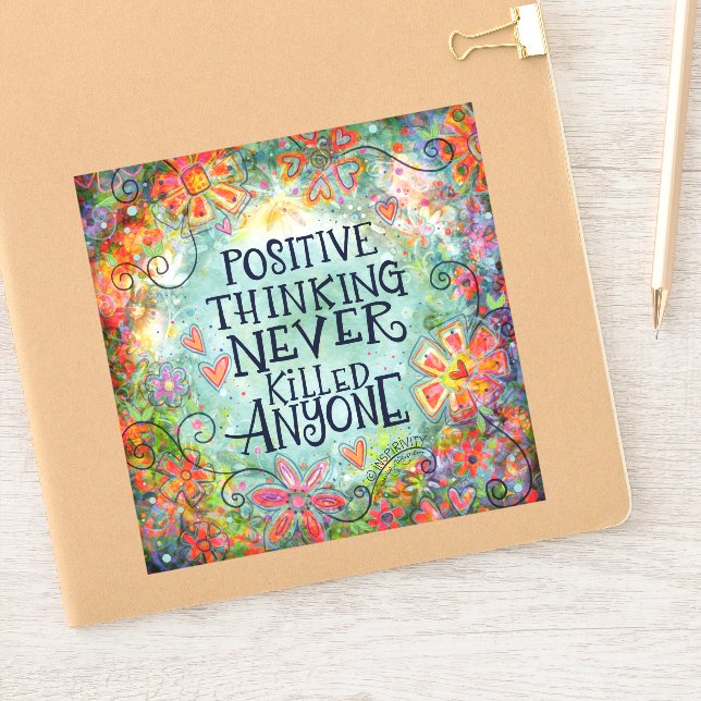 Positive Thinking Pretty Floral Trendy Inspirivity Sticker (Notebook)
