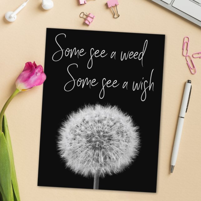 Positive thinking quote motivational dandelion postcard (Creator Uploaded)