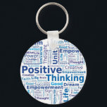 Positive Thinking Word Cloud - Blue Colors Keychain<br><div class="desc">Positive Thinking Word Cloud in Blue Colors</div>