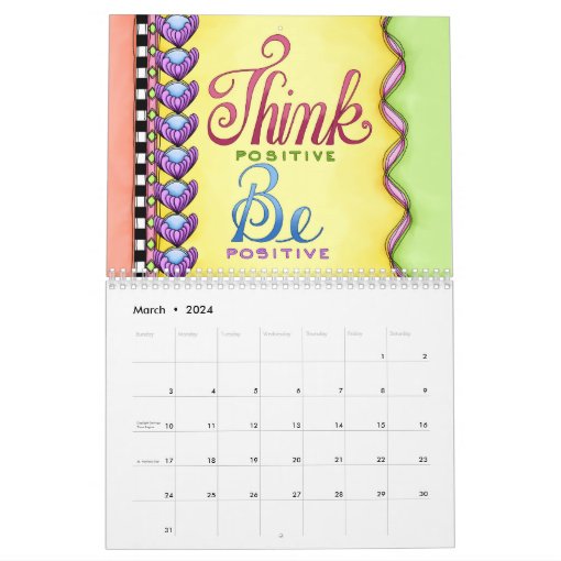 Positive Thoughts Calendar Zazzle