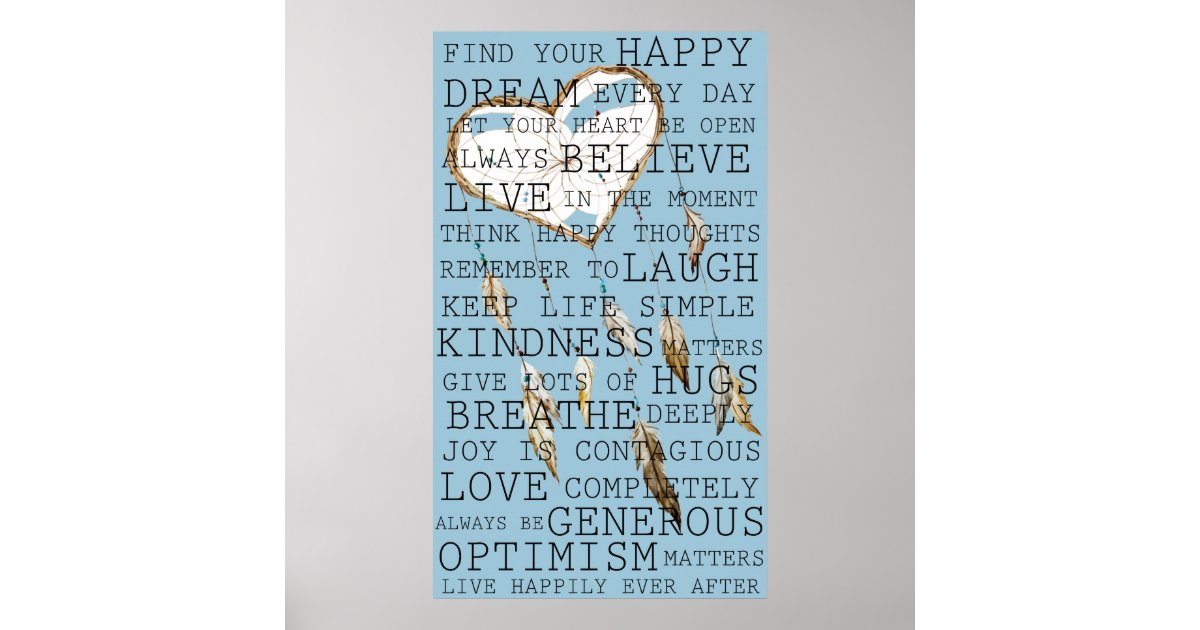 Positive Thoughts Inspirational Dream Catcher Poster | Zazzle