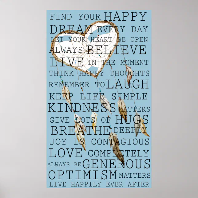 Positive Thoughts Inspirational Dream Catcher Poster | Zazzle