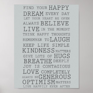 Positive Thoughts Inspirational Words Poster