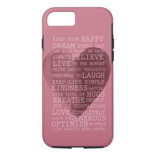 Positive Thoughts Pink Red Watercolor Heart iPhone 87 Case