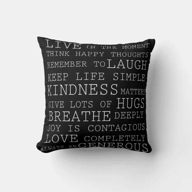 Positive Thoughts Throw Pillow (Front)