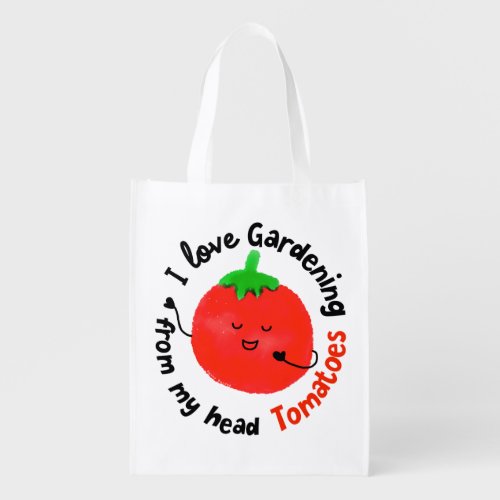 Positive Tomato Pun _ From My Head Tomatoes Reusable Grocery Bag