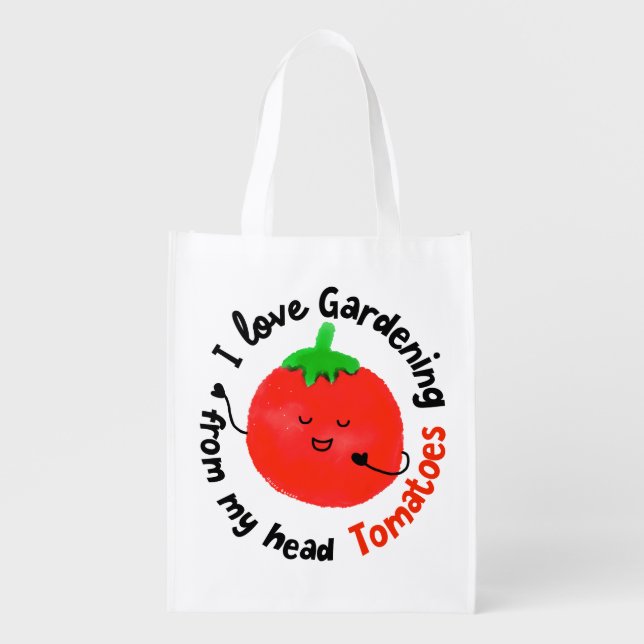 Positive Tomato Pun - From My Head Tomatoes Reusable Grocery Bag (Front)