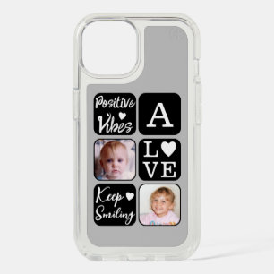 Positive vibes 2 photo initial white black grey iPhone 15 case