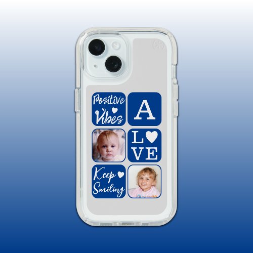 Positive vibes 2 photo initial white blue grey iPhone 15 case