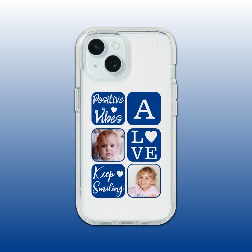 Positive vibes 2 photo initial white blue iPhone 15 case