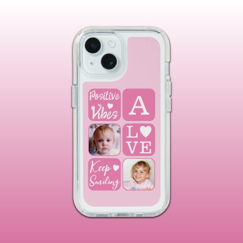 Positive vibes 2 photo initial white blush pink iPhone 15 case