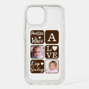 Positive vibes 2 photo initial white brown iPhone 15 case