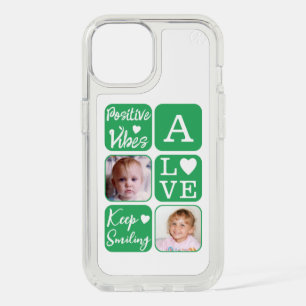 Positive vibes 2 photo initial white green iPhone 15 case