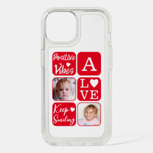 Positive vibes 2 photo initial white red iPhone 15 case