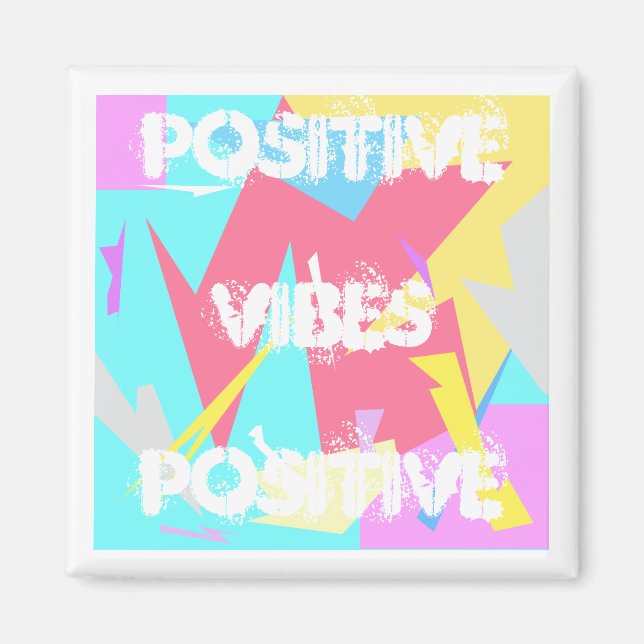 Positive Vibes Abstract Art Pastel Colours Magnet (Front)