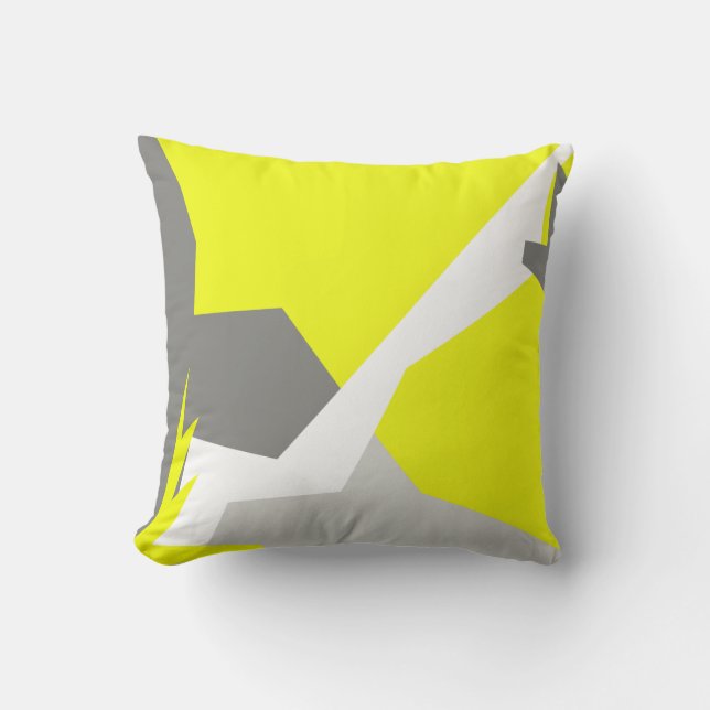 Positive Vibes Abstract Art Yellow Cushion Pillow (Front)
