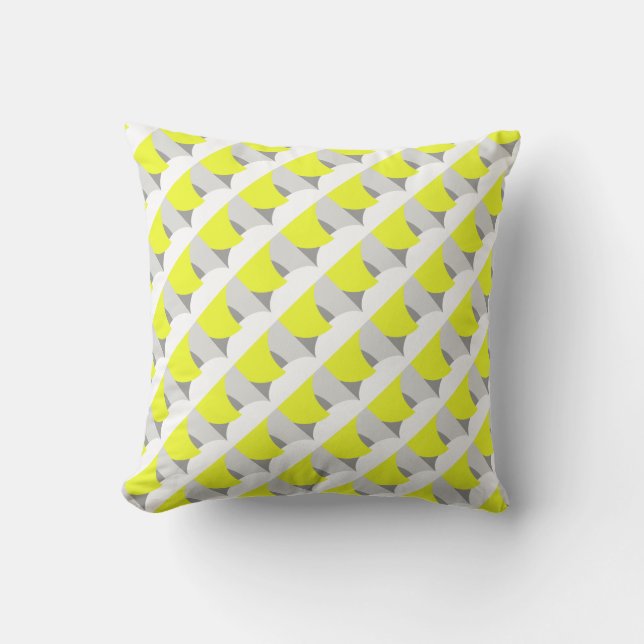 Positive Vibes Abstract Art Yellow Cushion Pillow (Front)
