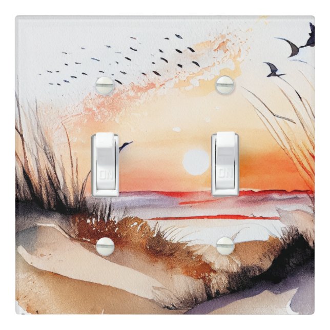 Positive Vibes Beach Sunset with Birds           Light Switch Cover (In Situ)