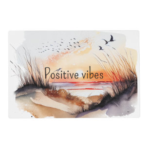 Positive Vibes Beach Sunset with Birds Placemat