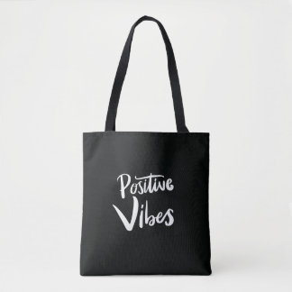 Positive Vibes Black Tote Bag – Minimalist