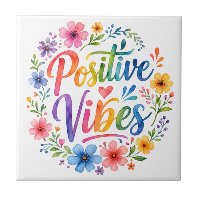 Positive Vibes Ceramic Tile (Front)