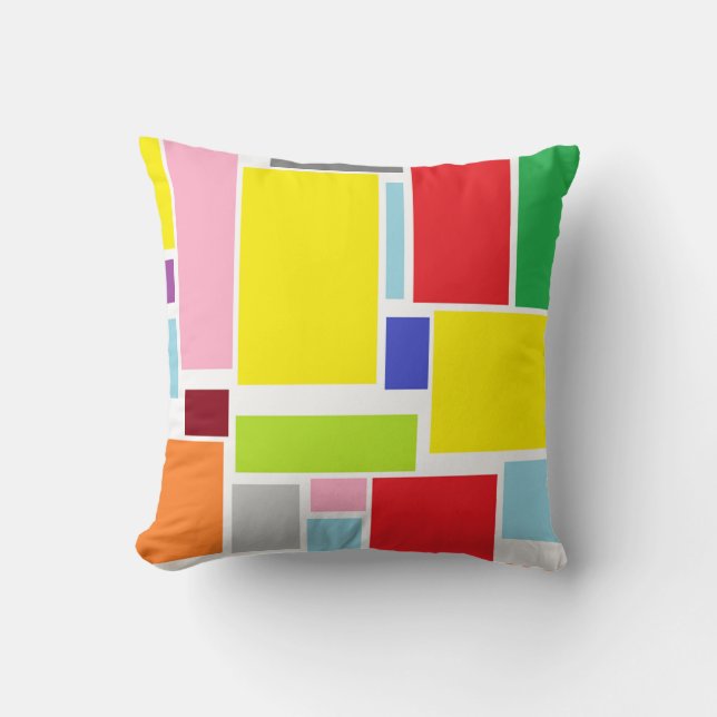 Positive Vibes Colorful Blocks Throw Pillow (Front)