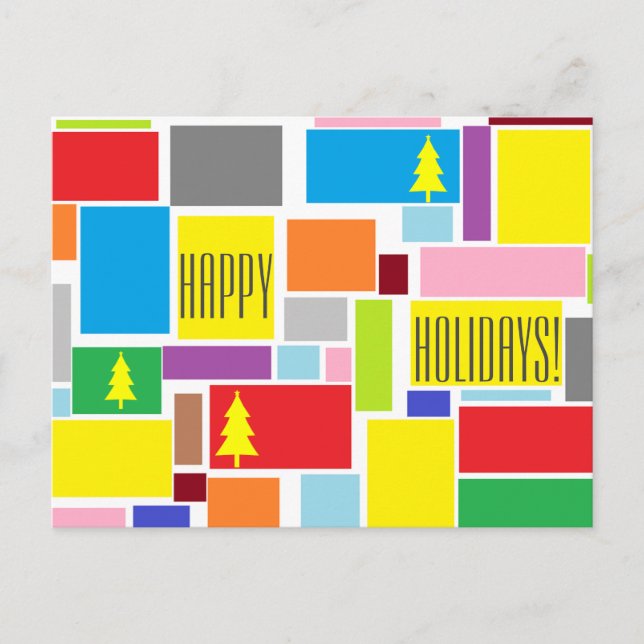 Positive Vibes Colorful Happy Holidays Postcard (Front)