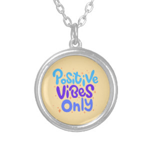 POSITIVE VIBES GIFT MOM DAD BOSS SISTER DAUGHTER SILVER PLATED NECKLACE