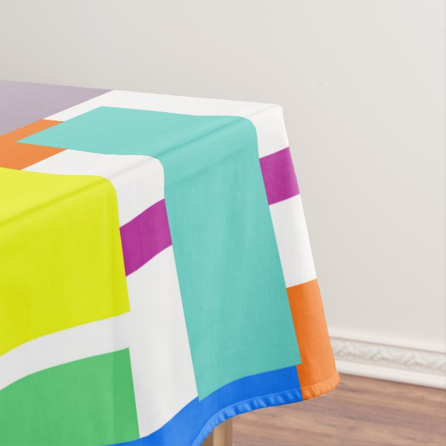 Positive Vibes Happy Colours Abstract Art Blocks Tablecloth (In Situ)