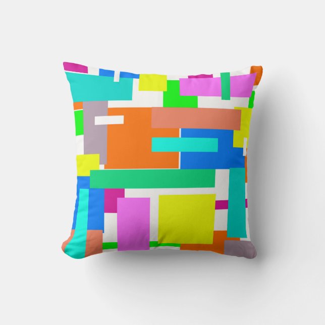 Positive Vibes Happy Colours Abstract Art Blocks Throw Pillow (Front)