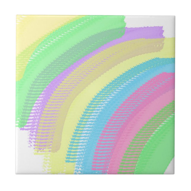 Positive Vibes Happy Pastel Colours Abstract Art Ceramic Tile (Front)