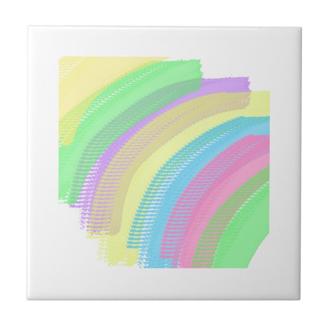 Positive Vibes Happy Pastel Colours Abstract Art Ceramic Tile (Front)