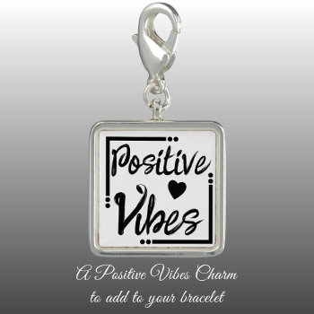 Positive Vibes Love Heart Black And White Charm by LynnroseDesigns at Zazzle