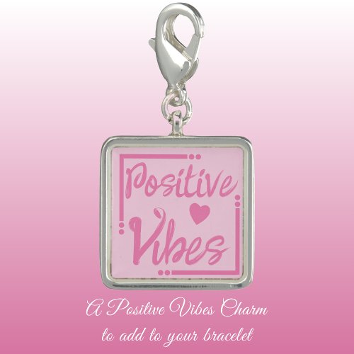 Positive Vibes love heart dark and light pink Charm