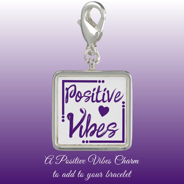 Positive Vibes love heart purple and white Charm (Creator Uploaded)