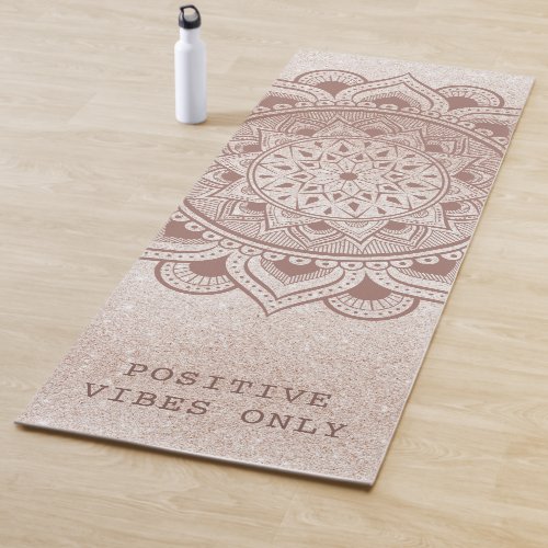 Positive Vibes Only Custom Text Quote Chic Mandala Yoga Mat