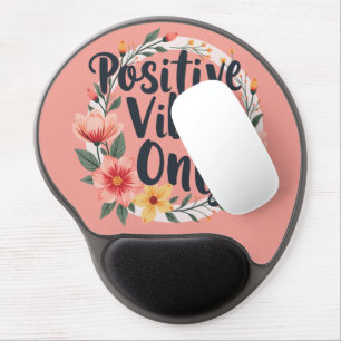 Positive Vibes Only Floral Wreath Design Gel Mouse Pad