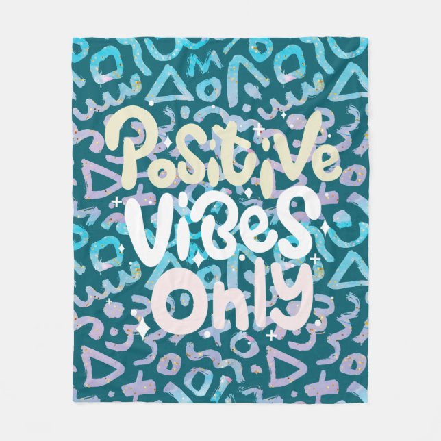 Positive vibes only green geometric fleece blanket (Front)