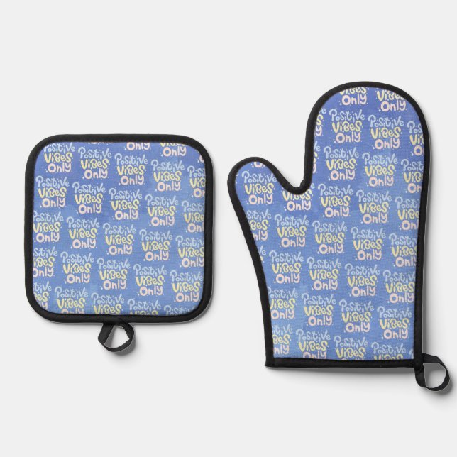 Positive Vibes Only Oven Mitt & Pot Holder Set (Front)