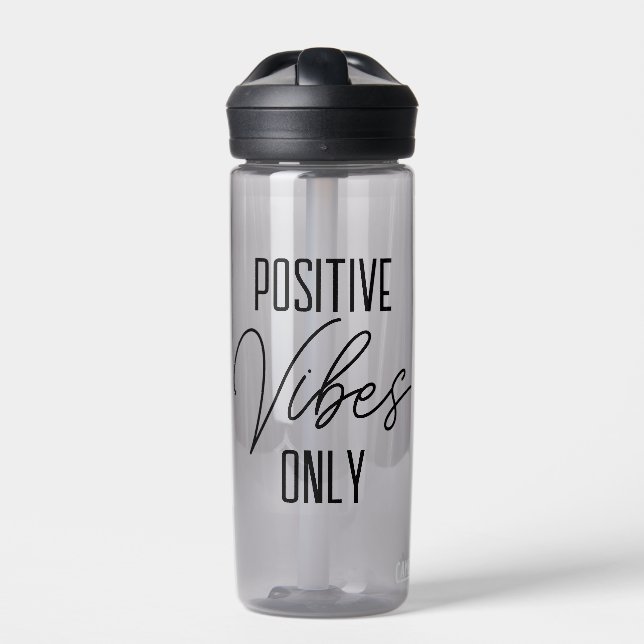 Positive Vibes Only Typography Water Bottle (Front)
