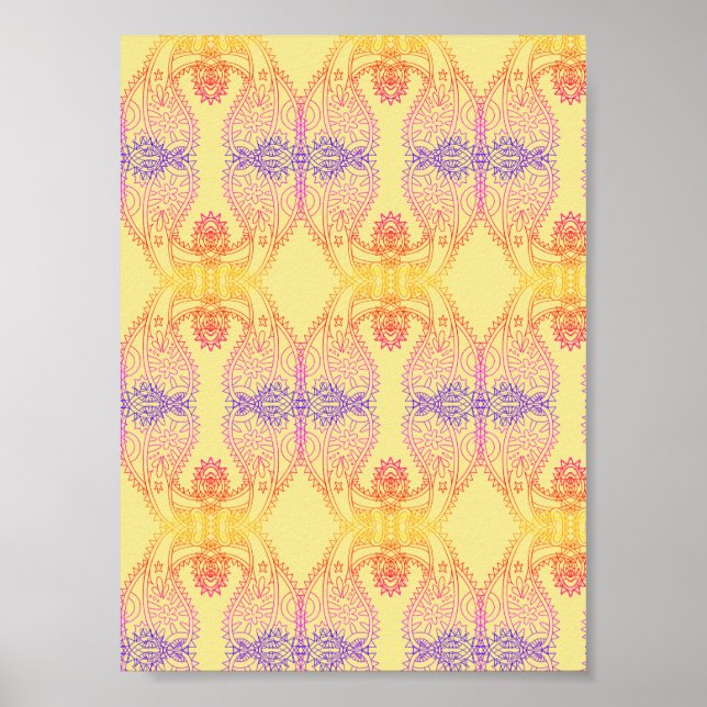 Positive Vibes Paisley Pattern Poster (Front)